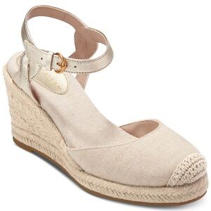Cole Haan CottonCream Sandals Cloudfeel Espadrille Wedge Size 8.5 Women New